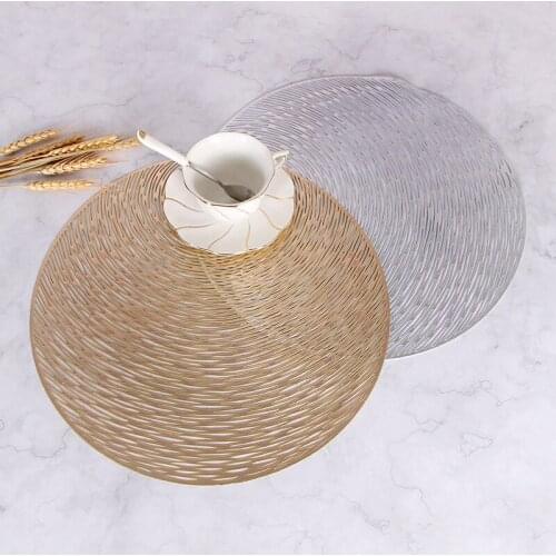 4 PCS Tray Mat Hollow Insulation 38cm Round Hotel Non-slip Environmental Protection PVC Household