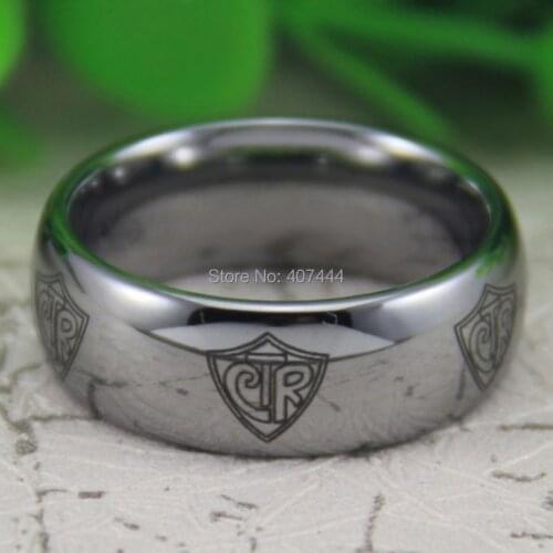 Free Shipping YGK JEWELRY Hot Sales 8MM Shiny Silver Domed CTR Design New Mens Fashion Wedding Tungsten Ring