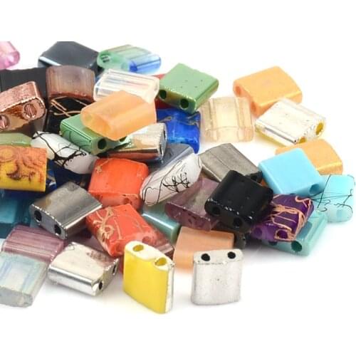 Double Hole Square Beads Spacer Loose Glass Beads For Jewelry Making Beads DIY Bracelets Necklace Handmade Accessories