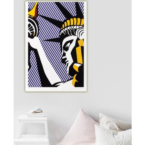 Citon Roy Lichtenstein《I Love Liberty》Pop art Canvas Oil Painting Artwork Poster Picture Wall Background Decor Home Decoration