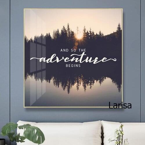 Decorative Prints for Wall Painting Landscape Squre Posters Canvas Life Begin Wall Art Decor Decoration for Loft Interior