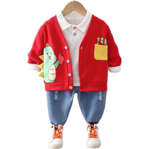 Spring Autumn Children Fashion Clothes Baby Boys Cartoon Jacket T Shirt Pants 3Pcs/sets Kids Infant Clothing Toddler Sportswear
