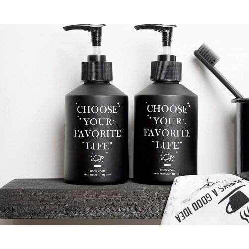 200ml Soap Dispenser for Shampoo Shower Gel Hair Conditioner Black Glass Storage Empty Bottle Bathroom Liquid Lotion Bottle