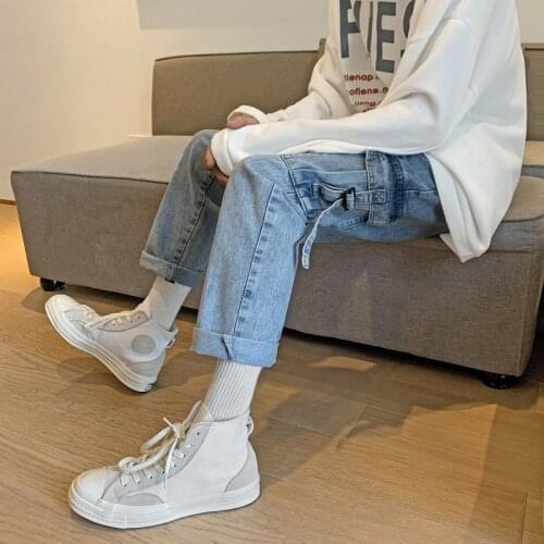 Casual Straight-leg Jeans For Mens Multi-pocket Washed Sports Denim Trousers Male Loose Cargo Pants Four Seasons Overalls Tide