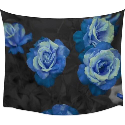 Elegant Blue Rose Wall Tapestry Home Decoration Wall Hanging for Bedroom Living Room