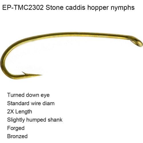 Eupheng 100pcs Caddis Hopper Flies Stoneflies Nymphs Fly Fishing Hook Bronze Color The Best Quality Fly Tying Hooks EP-TMC2302
