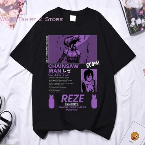Hot Anime Chainsaw Man REZE Graphic T Shirts Japanese Anime Aesthetic Vintage Clothes Harajuku T-shirt Chainsaw Man Manga Tshirt