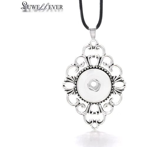 Hot Interchangeable Round Flower Ginger Necklace 294 Fit 18mm Snap Button Pendant Necklace Charm Jewelry For Women Gift