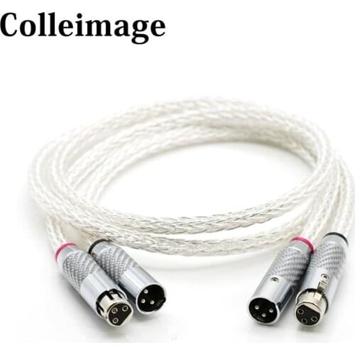 Colleimage Hi-End 8AG Silver Plated OCC 3pins XLR Balanced speaker Cable with Carbon fiber XLR plug Audio Video AMP CD XLR Cable