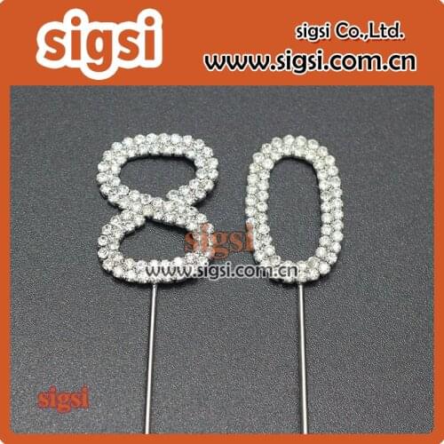 Top selling silvery rhinestone cake topper for decoration
