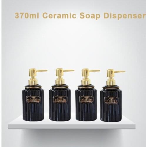 370ml Black Ceramic Soap Dispenser Bathroom Hair Conditioner Shower Gel Shampoo Bottle Nordic Liquid Soap Empty Sub-bottle