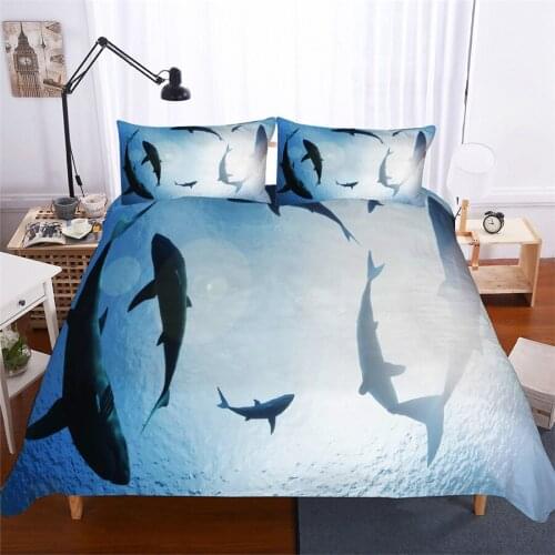 Bedding Set 3D Printed Duvet Cover Bed Set Shark Home Textiles for Adults Lifelike Bedclothes with Pillowcase #SY13