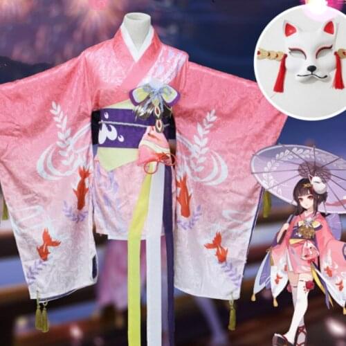 Cos Onmyoji Kagura Cosplay Cos The Way of Yin and Yang Kimono Kagura New Skin Goldfish SR Shikigami