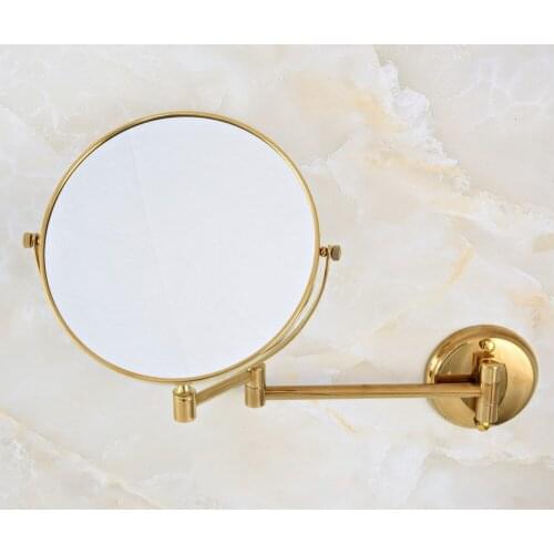 Gold Color Brass Bathroom Shaving Beauty Makeup Magnify Mirror Dual Side Wall Mounted / Bathroom Accessory mba632