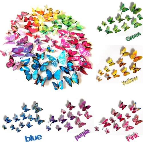 HOT 12pcs 3D PVC Butterfly Art Design Decal Wall Sticks Stickers Home Decor DIY Room Magnetic New