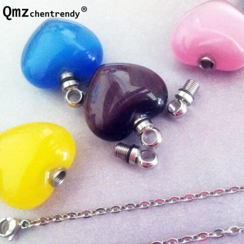 Hot Selling Openable 316L stainless steel cremation Pet Glass Heart Pendant Necklace funeral Ash Urn keepsake jewelry Neckace