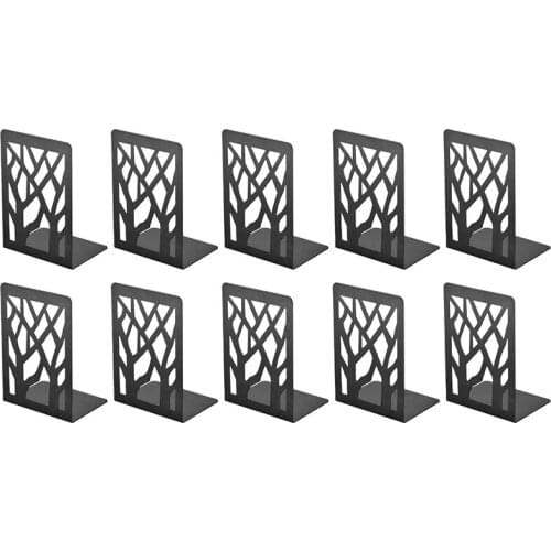 10Pcs Metal Bookends for Books - Book Ends,Bookends for Shelves,Bookend Supports on Office Desk,Book Shelf Holder