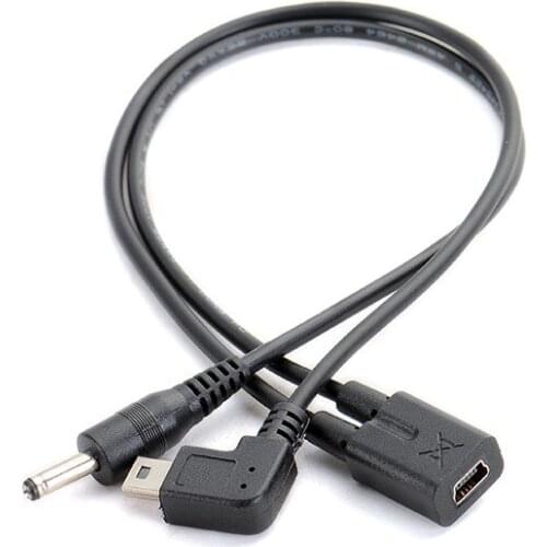 Mini Usb 5pin female to male Splitter With DC 3.5*1.35 male USB charging Cable For Car electronic dog GPS navigation Line