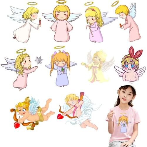 Angel Animals Owl Patches Iron On Rabbit Cat Dog Clothing Patch Heat Transfers Applique DIY Boy Girl Clothes Accessories F