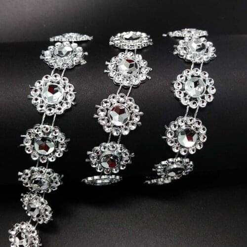 New Cheap 5 Yards Line Artificial Sunflower Clear Beads Chain Garland Supply New Year Home Wedding Party Decoration DIY Material