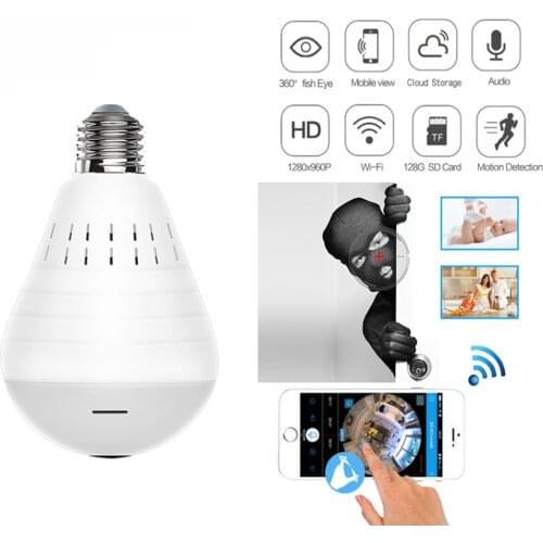 HD 960P Wifi Panoramic Camera Light bulb VR360 Fish Eye Home Security Video Surveillance Smart Infrared night vision Camera