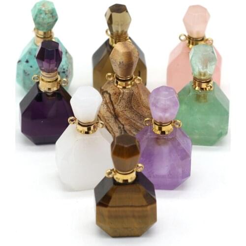 Natural Stone Pendant Connector Charms for Jewelry Making DIY Necklace Accessories Perfume Bottle