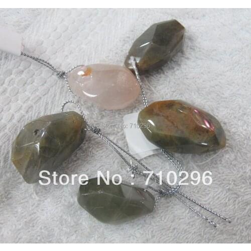 Mixed size 10 pcs/lot Natural Red Green Quartz Pendants Approx 20-33 mm Natural Gem stone Jewelry Pendants