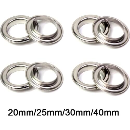 10pcs Silver Brass Eyelets with Washer 20mm 25mm 30mm 40mm Leather Craft Grommet Clothing Bags Repair Anti-Rust Round Eye Rings
