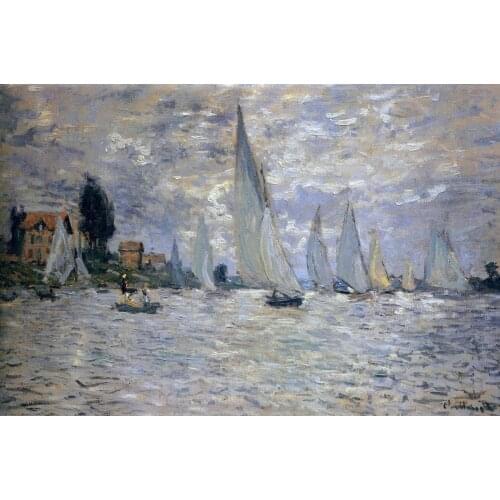 The Boats Regatta at Argenteuil by Claude Monet Reproduction oil painting Canvas art Handmade High quality