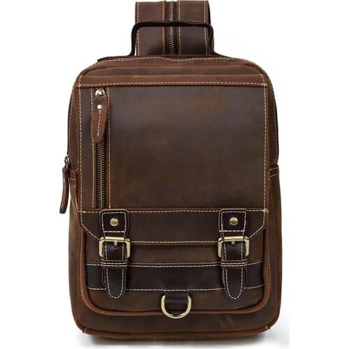Luxury leather shoulder bag chest bag dual purpose leather bag men men travel bag outdoor cowhide bag