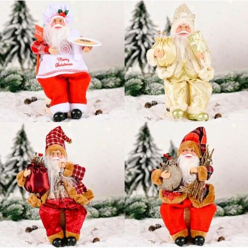 Christmas Santa Claus Figurine Home Tabletop Stand Ornament Santa Claus Doll Stand Toys