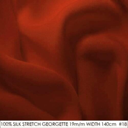 SILK STRETCH DOUBLE GEORGETTE 19mm Width55"-140cm Pure Silk Fabric for sewing Wedding Dress/Decoration in Classic Firebrick 18