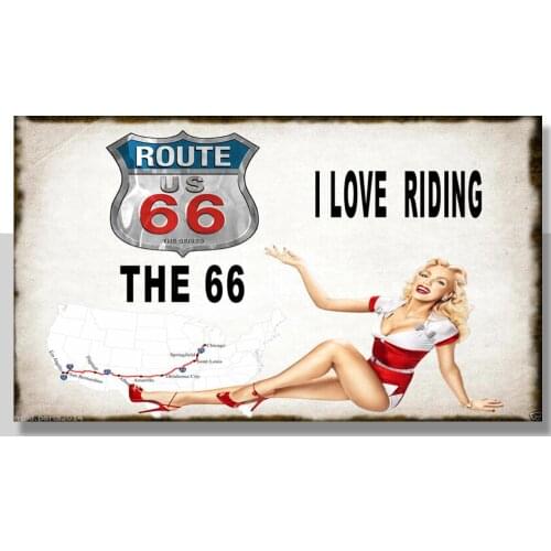 Highway Route 66, America Road USA PIN UP METAL TIN SIGN POSTER WALL PLAQUE