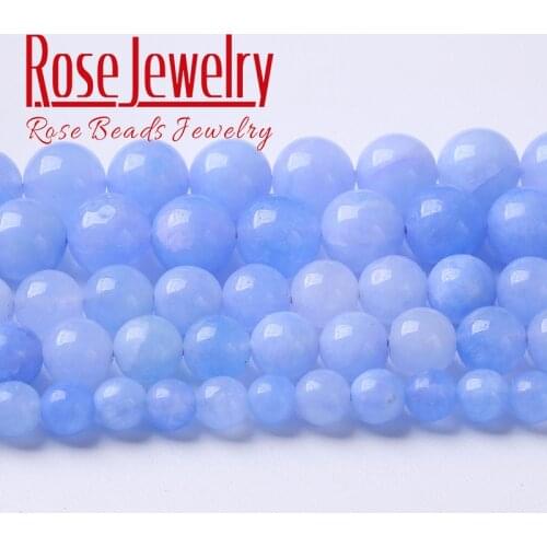Blue Angelite Stone Beads Natural Round Loose Spacer Beads For Jewelry Making DIY Charm Bracelet Accessories 6 8 10mm 15" Strand