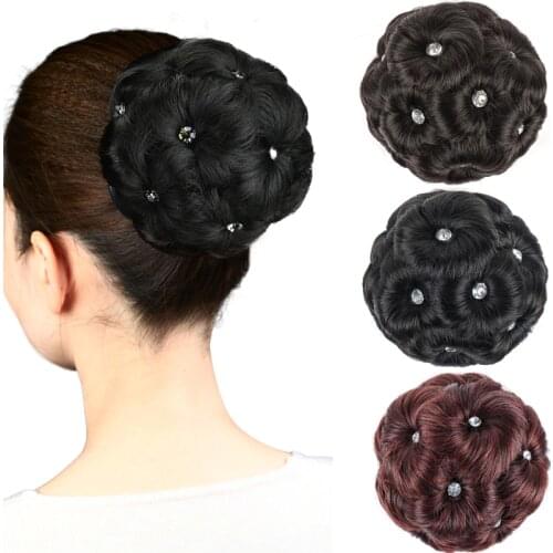 DIANQI Synthetic Curly female natural chignon fake hair bun donut clip in high temperature fiber hair extension for woman