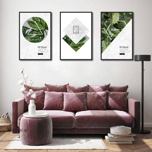 Modern Minimalist Green Plants Leaf Canvas Painting Poster and Prints Wall Art Pictures for Living Room Home Decoration