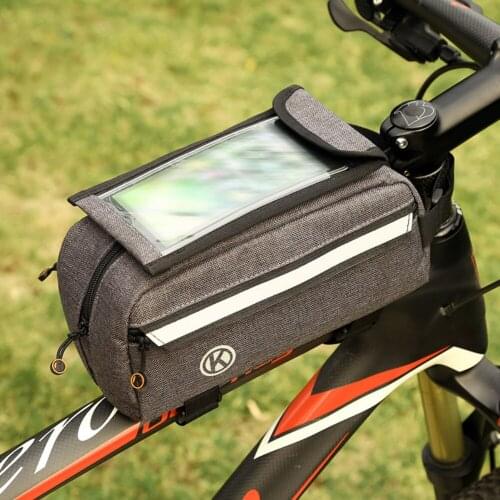 Outdoor Cycling Touch Screen Bag Mountain Bike Front Beam Waterproof Bag Frame Top Tube Bicycl Bag for 6.4inch Cell Phone