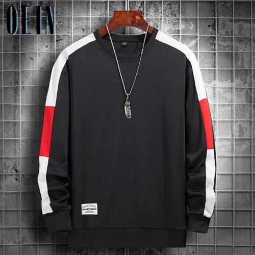 OEIN Long Sleeve Harajuku Sweatshirts Men 2021 New Fashion Streetwear Hoodie Mens Casual O-Neck Patchwork Sweatshirt Brand Tops