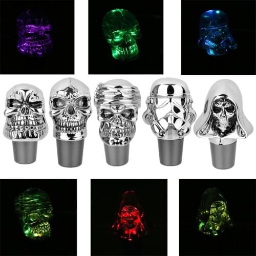 Universal Skull Head Touch Activated 7 Colors LED Light Manual Gear Shifter