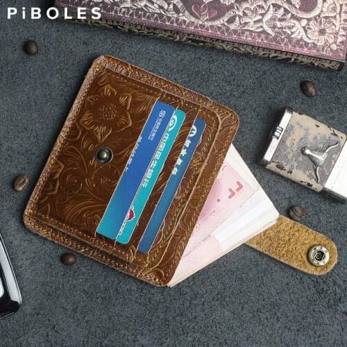 Vintage Genuine Leather Credit Card Wallet Handmade Cowhide Driver License Holder Purse Portable Coin Pocket For Women, Men