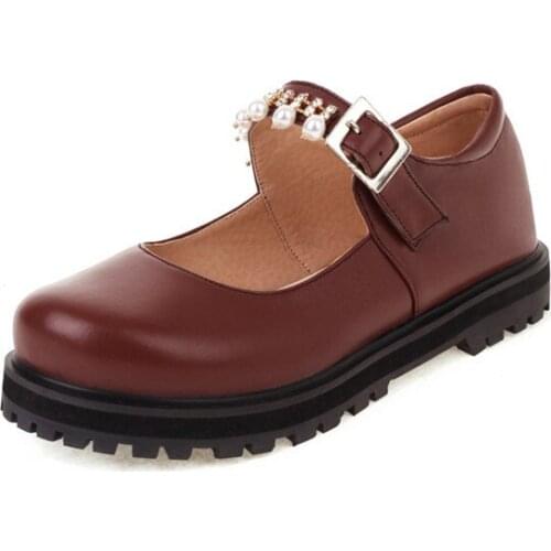 YMECHIC New 2021 Women Creepers Pumps Chain String Bead Mary Jane Student Goth Ladies Party Loafers Shoes Big Us Size 10 10.5