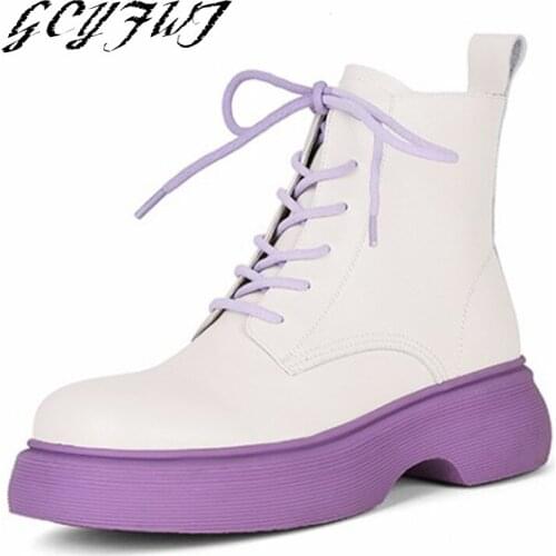 Womens Ankle Boots Lace-Up Mixed Colors Round Toe Office Lady Female Shoes Thick Bottom Leisure Outdoor Non-Slip Women Boots