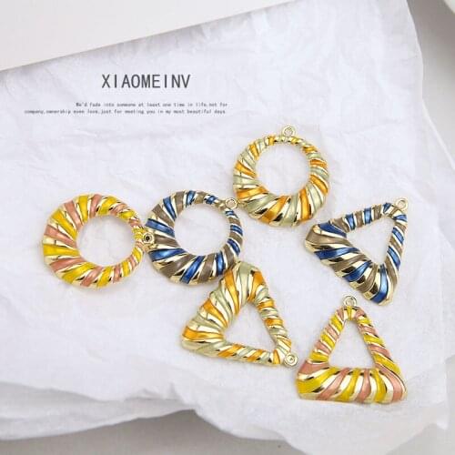 6pcs Fashion Statement Earrings 2019 Thread Contrast Color Hollow Ring Triangle Charms Pendant For Women Jewelry Accessories