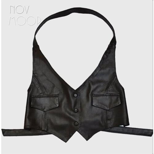 3 Colors genuine leather vest 100% lambskin leather halter vest jackets women waistcoat chalecos mujer colete LT449 FREE SHIP