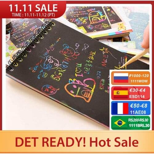 1 Book Colorful Dazzle Scratch Note Sketchbook Paper Graffiti DIY Coils Drawing Book Children drawing book Color Random