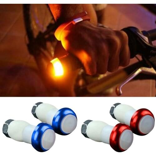 1 Pair Safety Cycling Bike Turn Signal Handle Bar End Plug LED Red Light Lamp Magnetic Handle Light SAL99