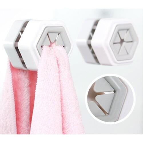 2pcs Self Adhesive Round Towel Holder Wall Mount Wash Cloth Hook Holder Bathroom X4YD