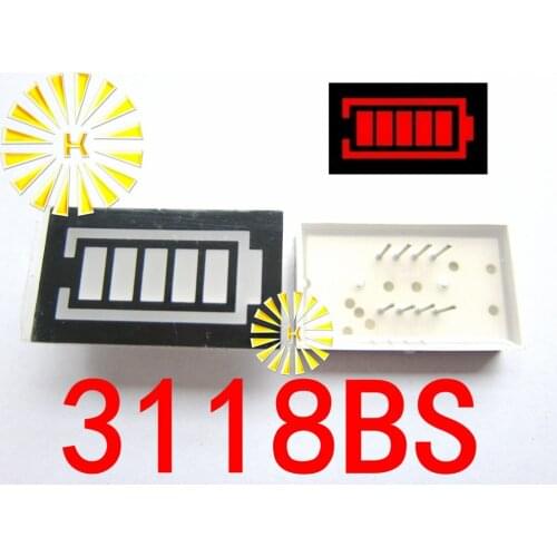 50PCS x 5 Segment Red Color Battery Style LED Digital Tube Display Common Anode 3118BS