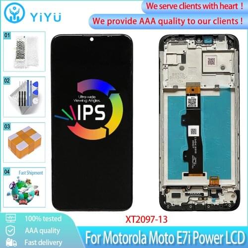 6.51'' Original Display For Motorola Moto E7i Power XT2097-13 LCD Touch Screen With Frame Digiziter Panel Assembly Replacement