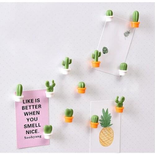 6pcs 3d Cute Succulent Plant Message Board And Reminder For Kitchen Refrigerator Magnet Button Cactus Decoration Accessories #W5